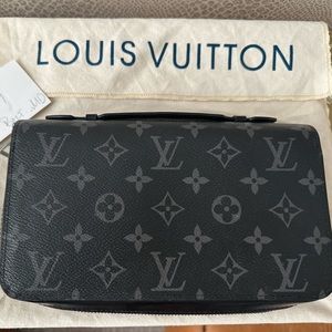Louis Vuitton BLACK MONOGRAM ECLIPSE ZIPPY XL wallet /organizer w top handle